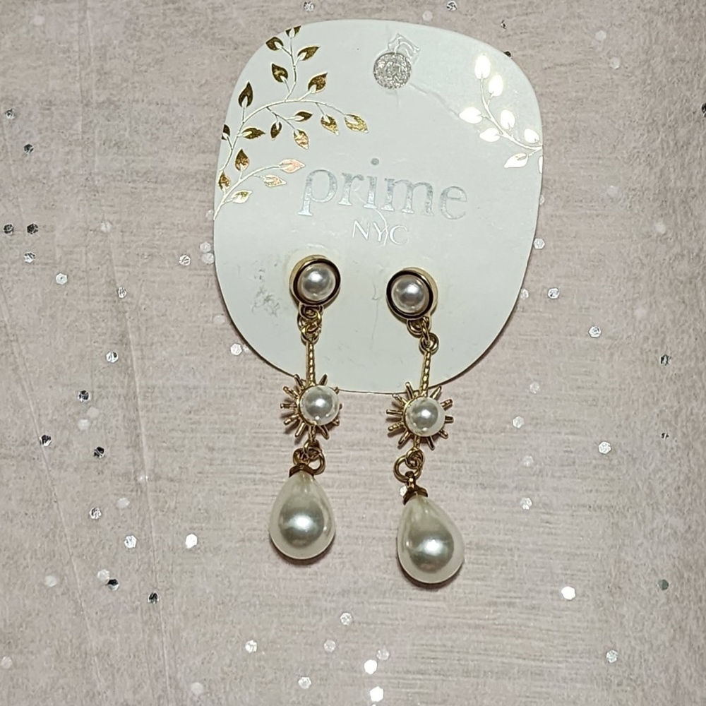 Gold and Pearl Drop Earrings